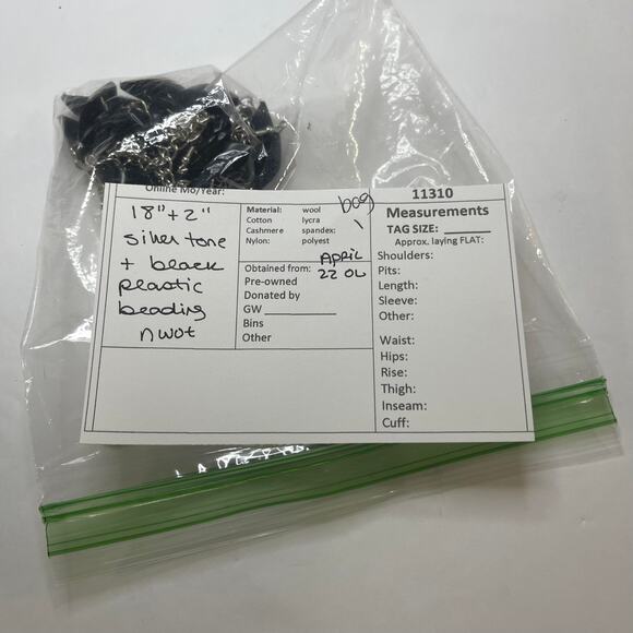 Necklace collar costume jewelry silver tone and black faux jewels chain link - Picture 9 of 9